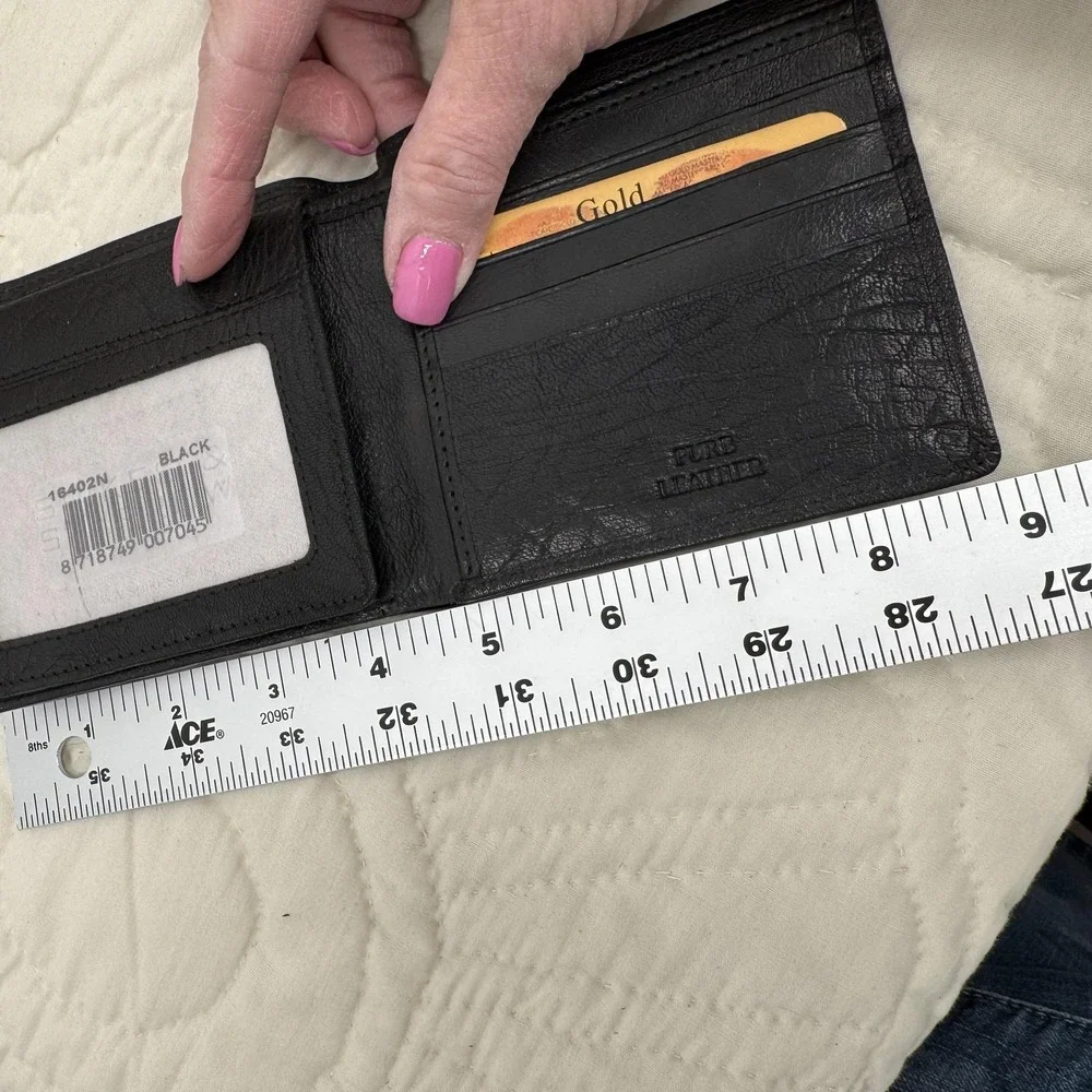Spikes & Sparrow Wallet‎ Mens Black Leather Bifold ID Window Card Holder Gift